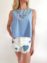 Solid Poplin Sleeveless Top