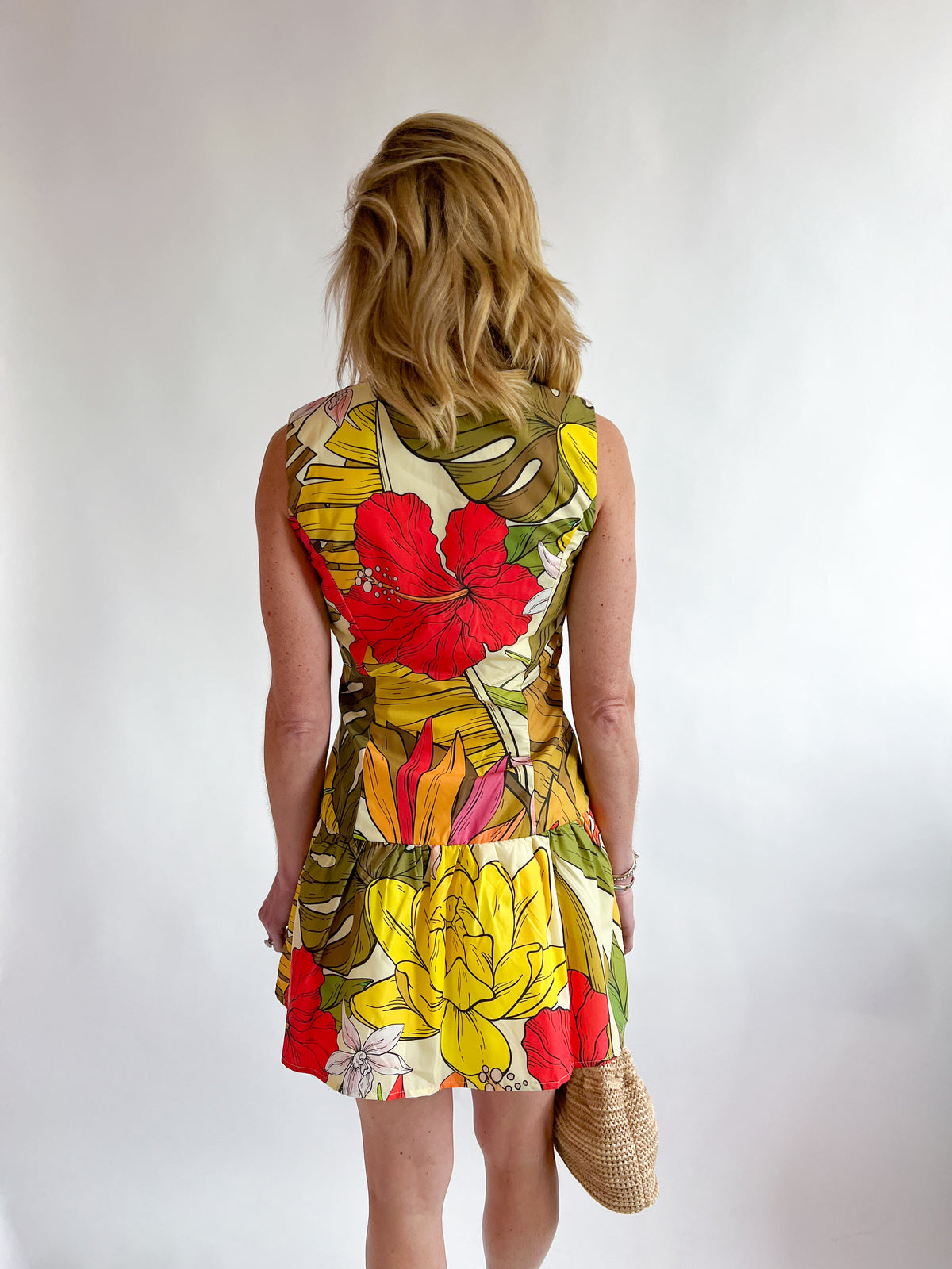 fitted drop waist dress Floral Print Fitted Bodice Drop Waist Dress Multi / L