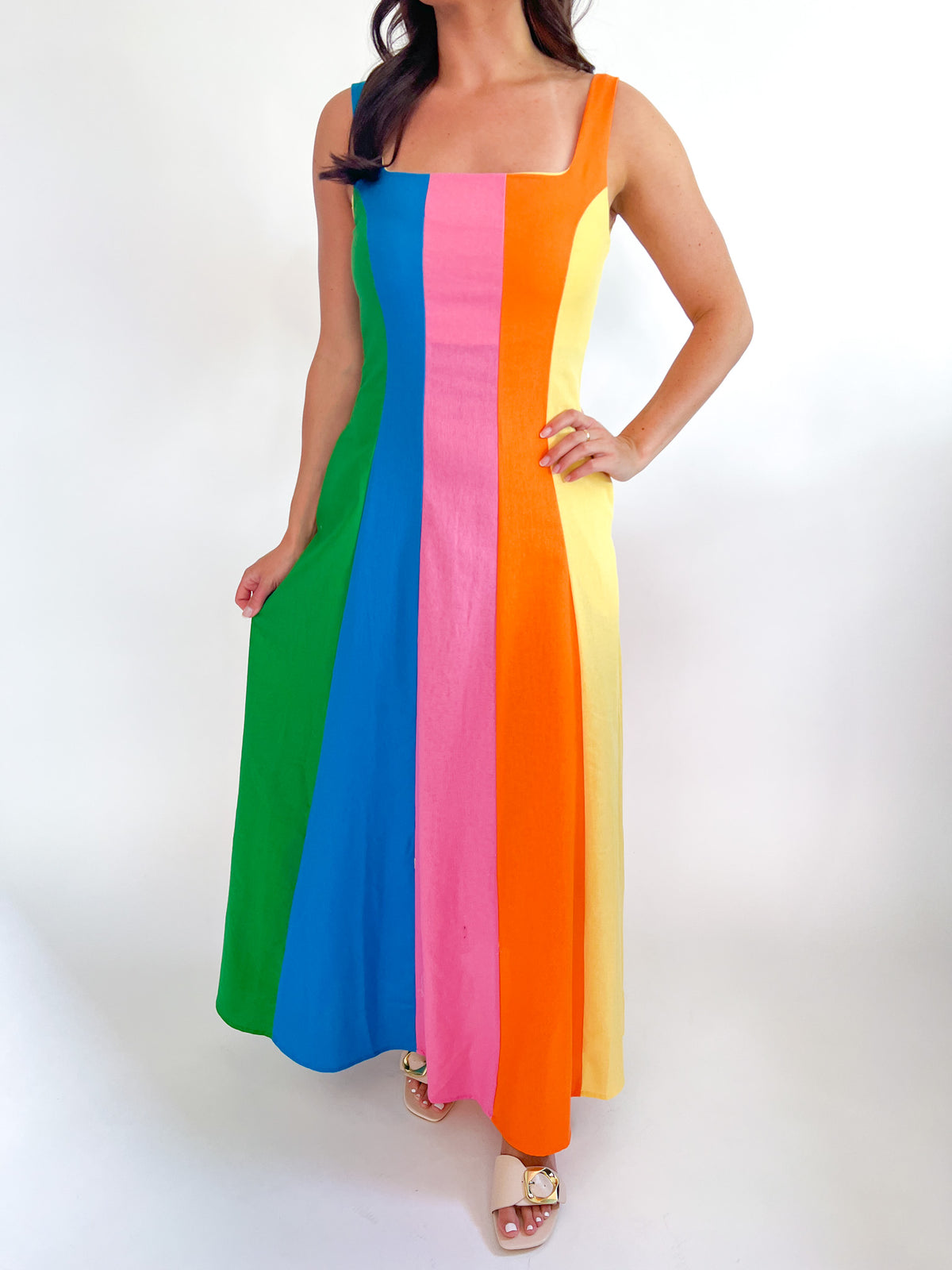 Colorblock Stripe Maxi Dress