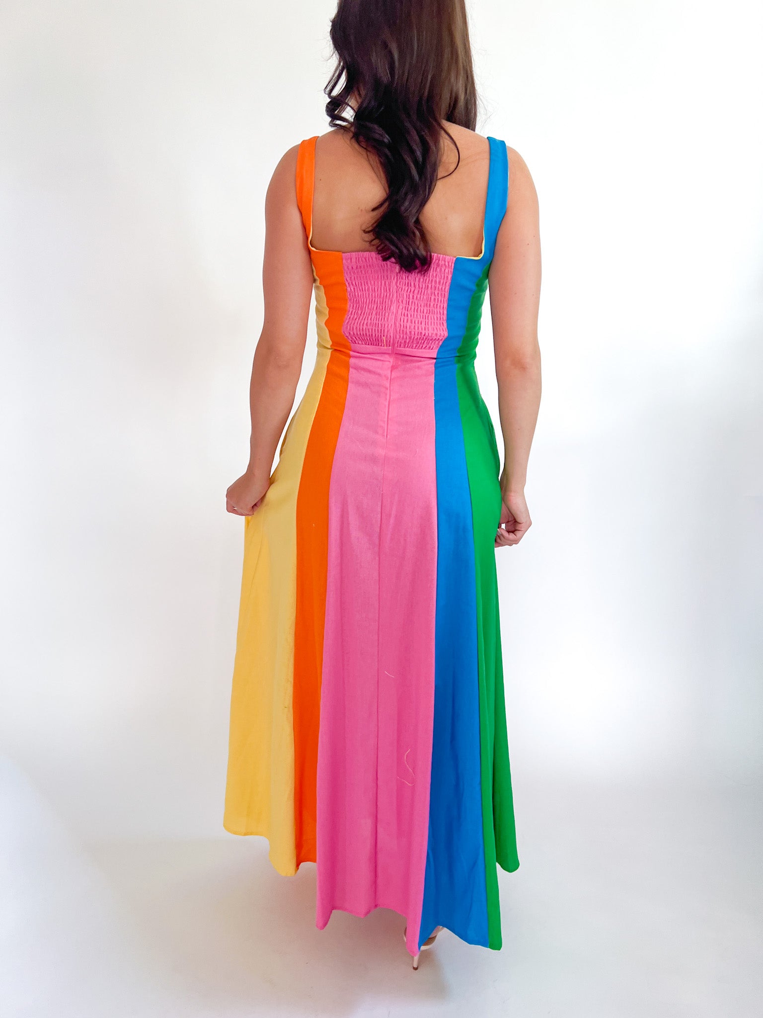 Colorblock Stripe Maxi Dress - Rainbow / L Colorblock Stripe Maxi Dress - Rainbow / L