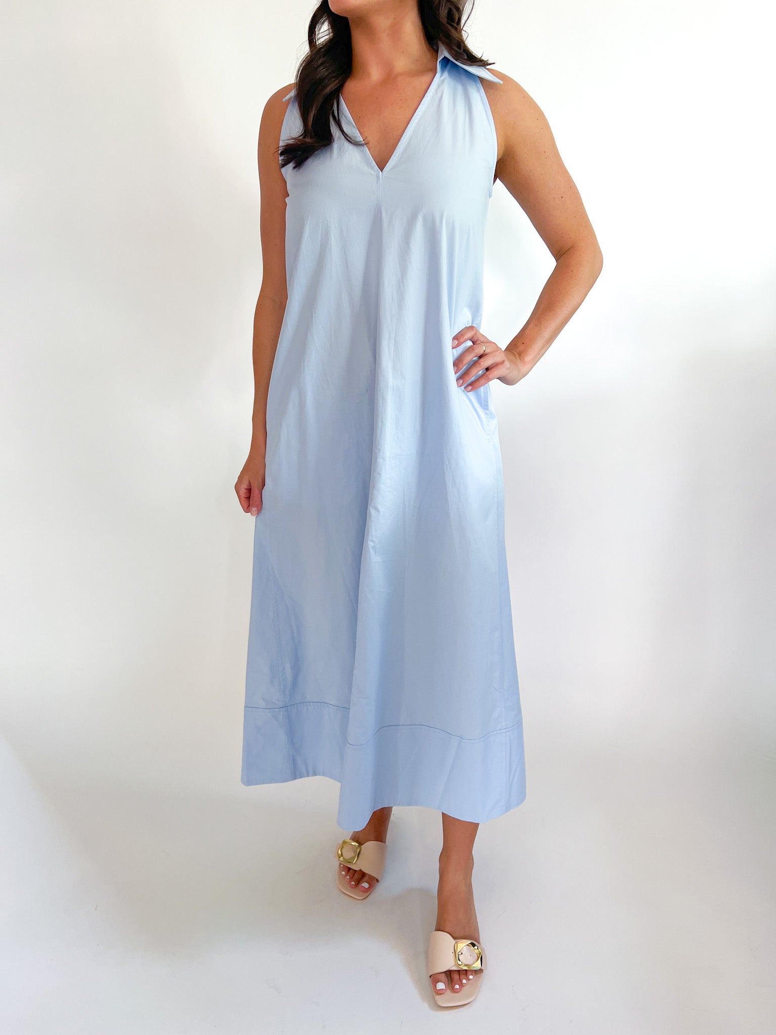 Clara Collared A-Line Maxi Dress