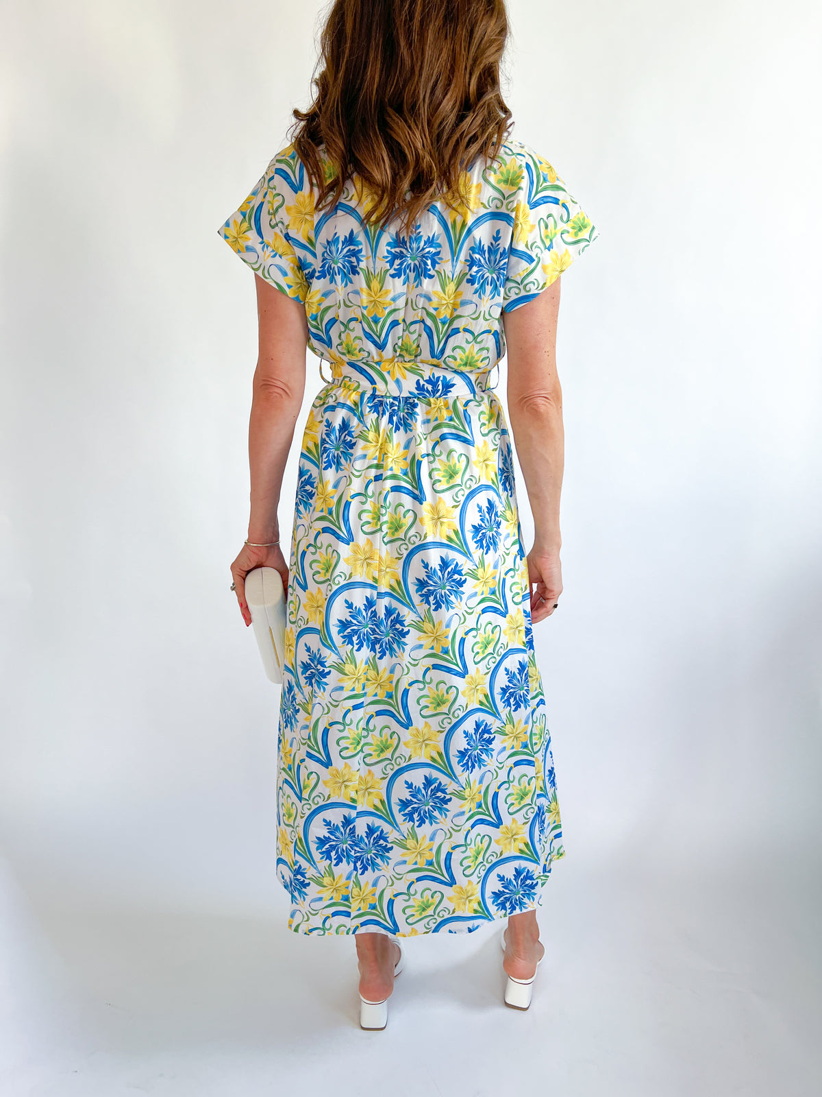 V-Neck Patterned Midi Dress V-Neck Patterned Midi Dress