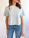 Leather Jewel Neck Tee