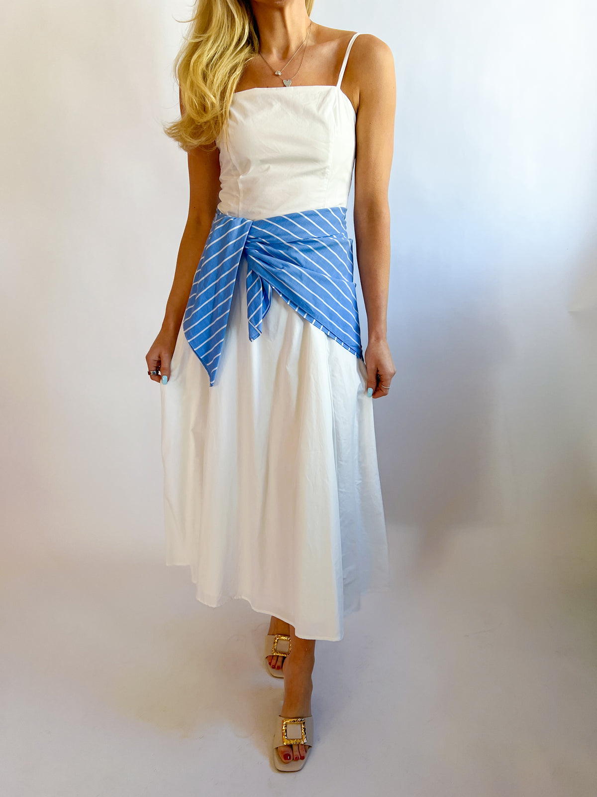 Stripe Waist Bandana Sleeveless Tie Maxi Dress – Swoon Boutique New Orleans