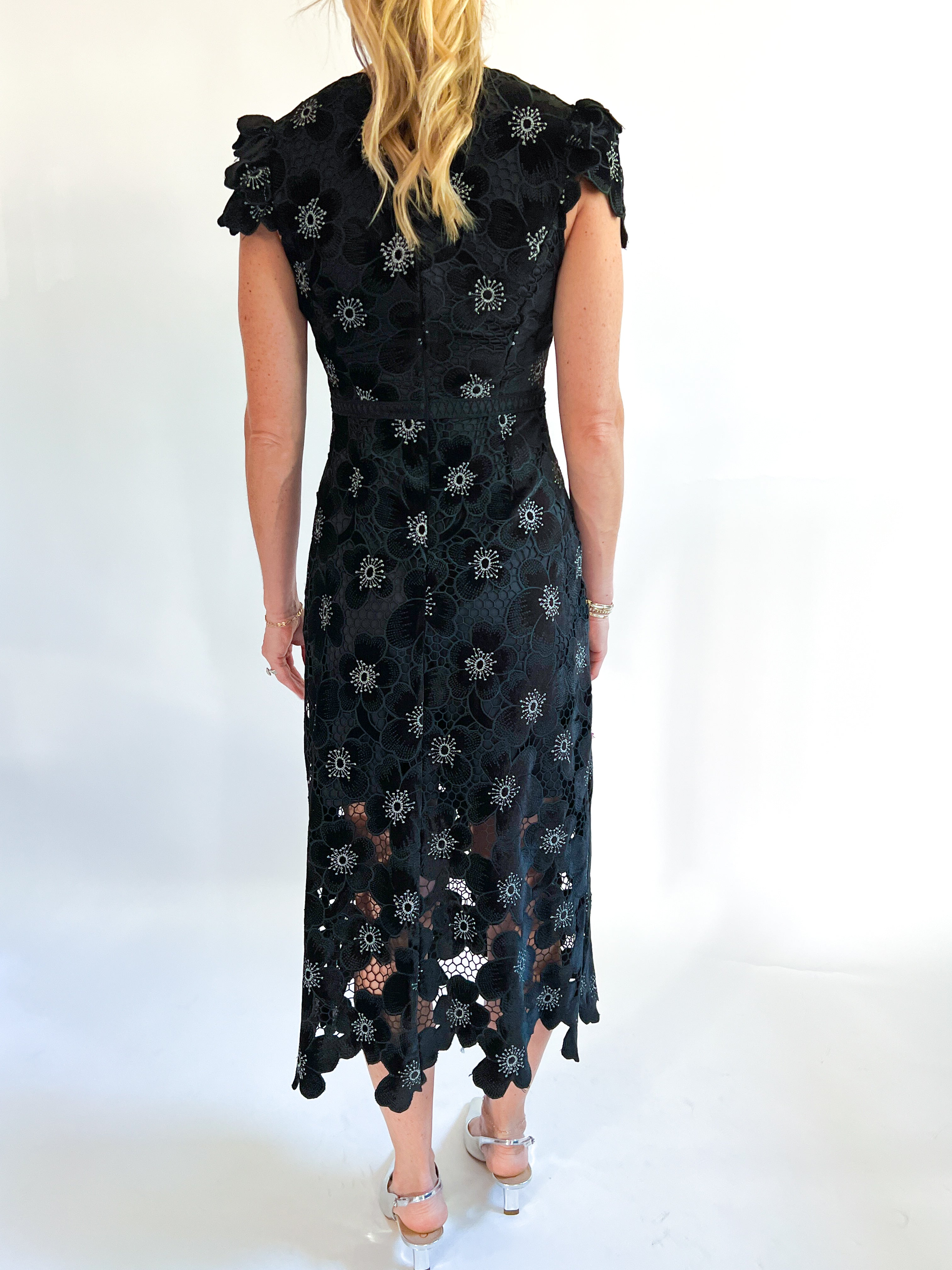 Mia Crochet Black Lace Midi Dress Swoon Boutique New Orleans