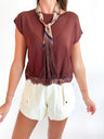Lace Trim Hem Knit Top