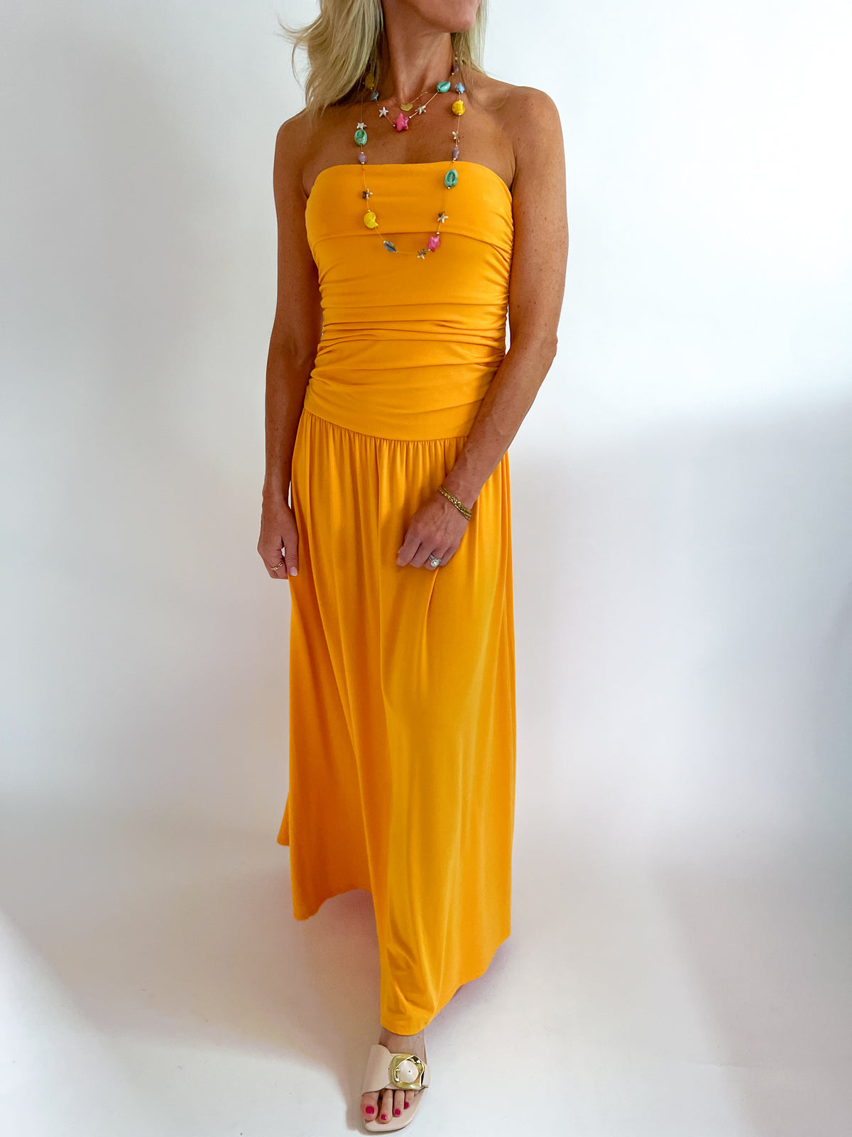 midi evening dresses for women Custom Made Sleeveless Deep V-Neck Fishtail Midi Evening Dress for Women main image 0