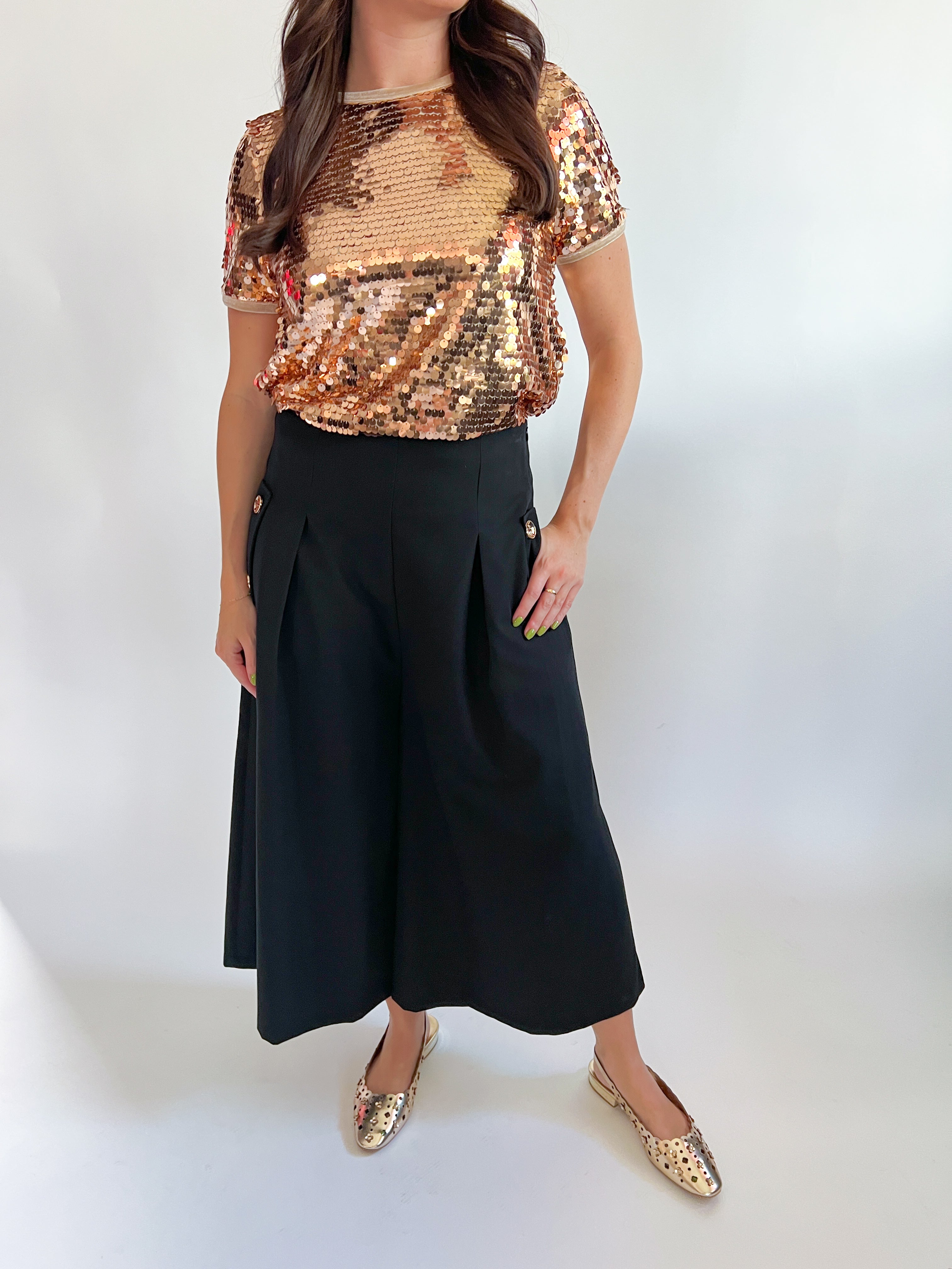 Isabella Sequin Short Sleeve Top