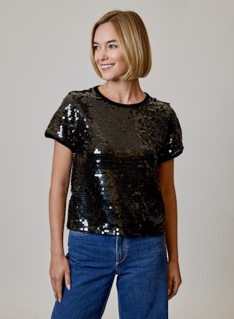 Isabella Sequin Short Sleeve Top