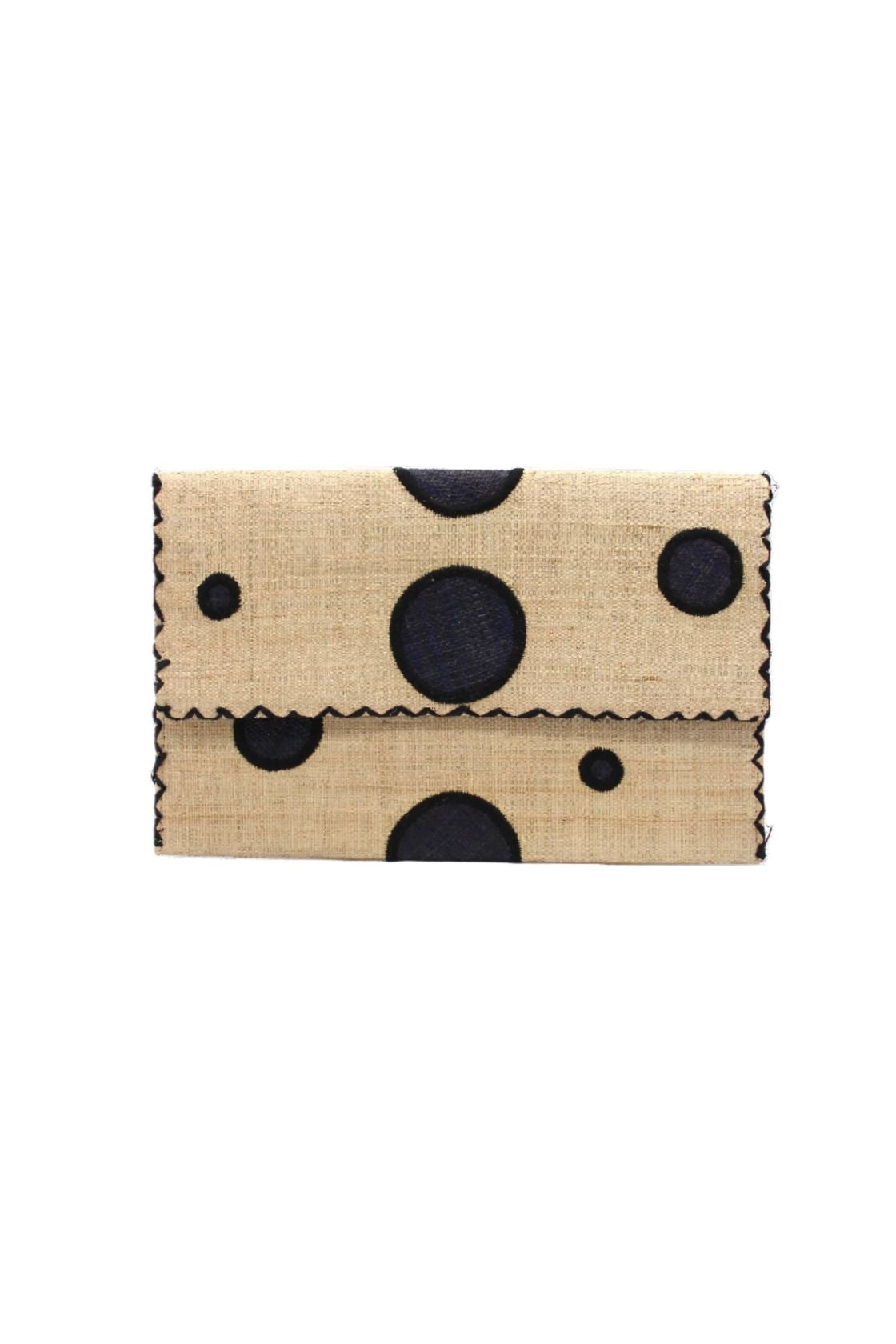 Capri Polka Dot Straw Envelope Clutch Purse