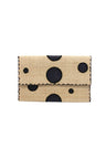 Capri Polka Dot Straw Envelope Clutch Purse