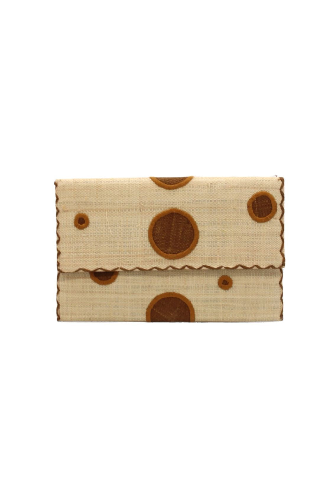 Capri Polka Dot Straw Envelope Clutch Purse