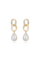 Gold-plated linked crystal drop earrings