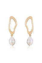 Gold-plated open circle freshwater pearl earrings