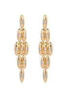 Gold-plated oval dome baguette crystal dangle earrings