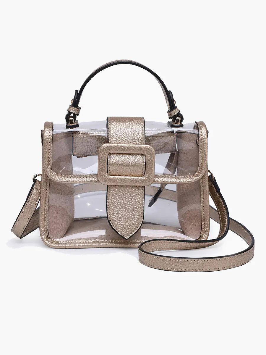 Clear stadium bag with gold metallic trim
