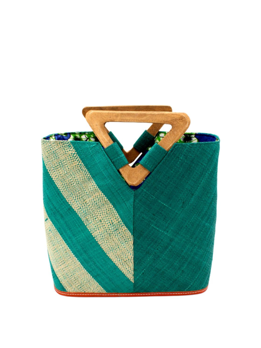 Zuki Two Tone Straw Bucket Handbag