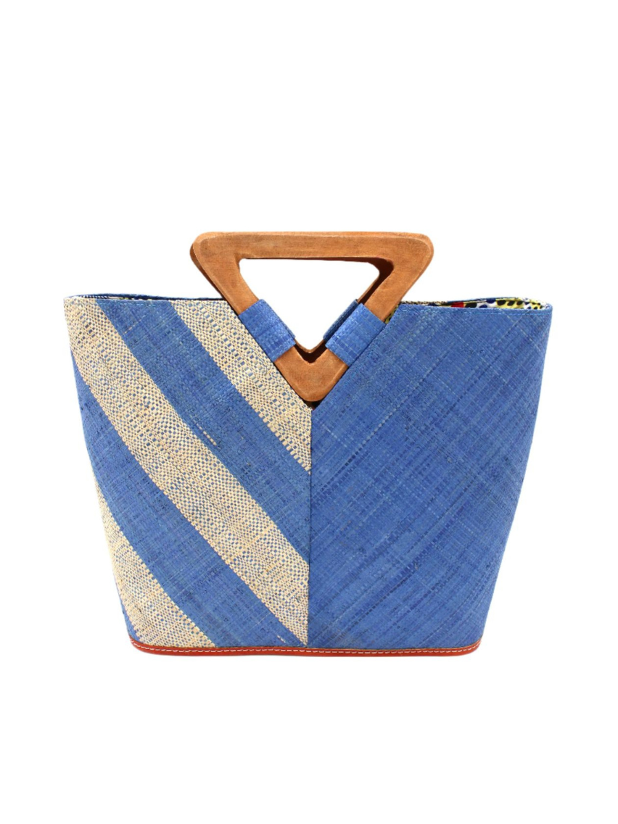 Zuki Two Tone Straw Bucket Handbag