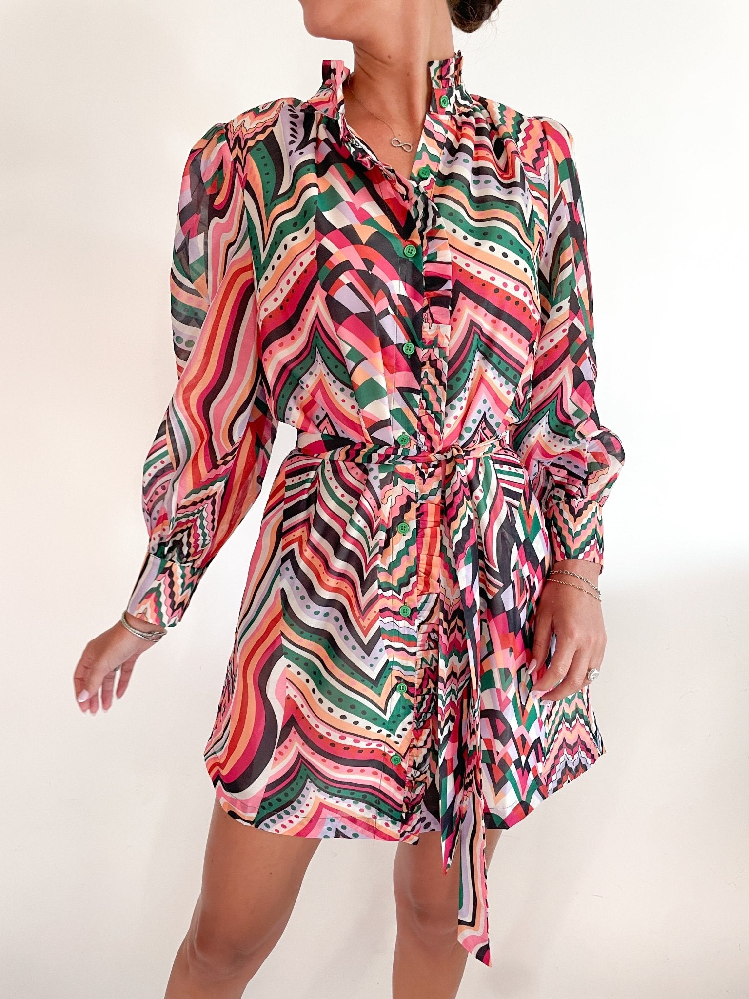Multi abstract print mini dress