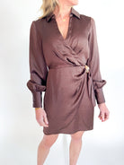 Ailani Satin Wrap Mini Dress - Swoon Boutique New Orleans