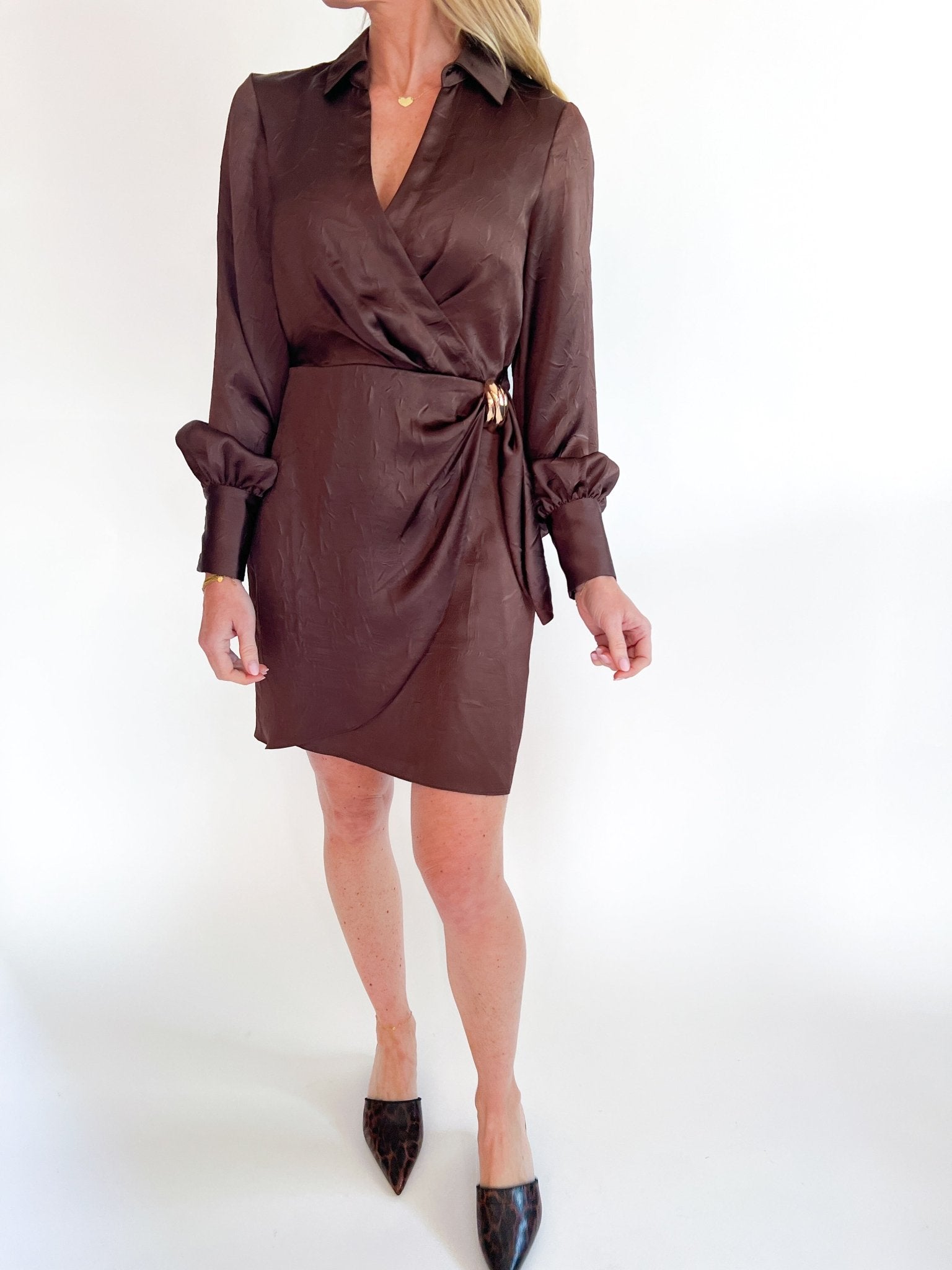 Ailani Satin Wrap Mini Dress - Swoon Boutique New Orleans