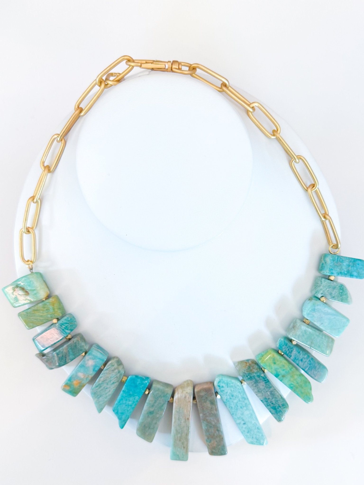 Gold gemstone layered necklace