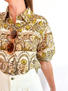 Alexis Print Puff Sleeve Blouse - Swoon Boutique New Orleans