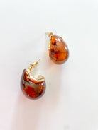 Gold statement studs with amber resin