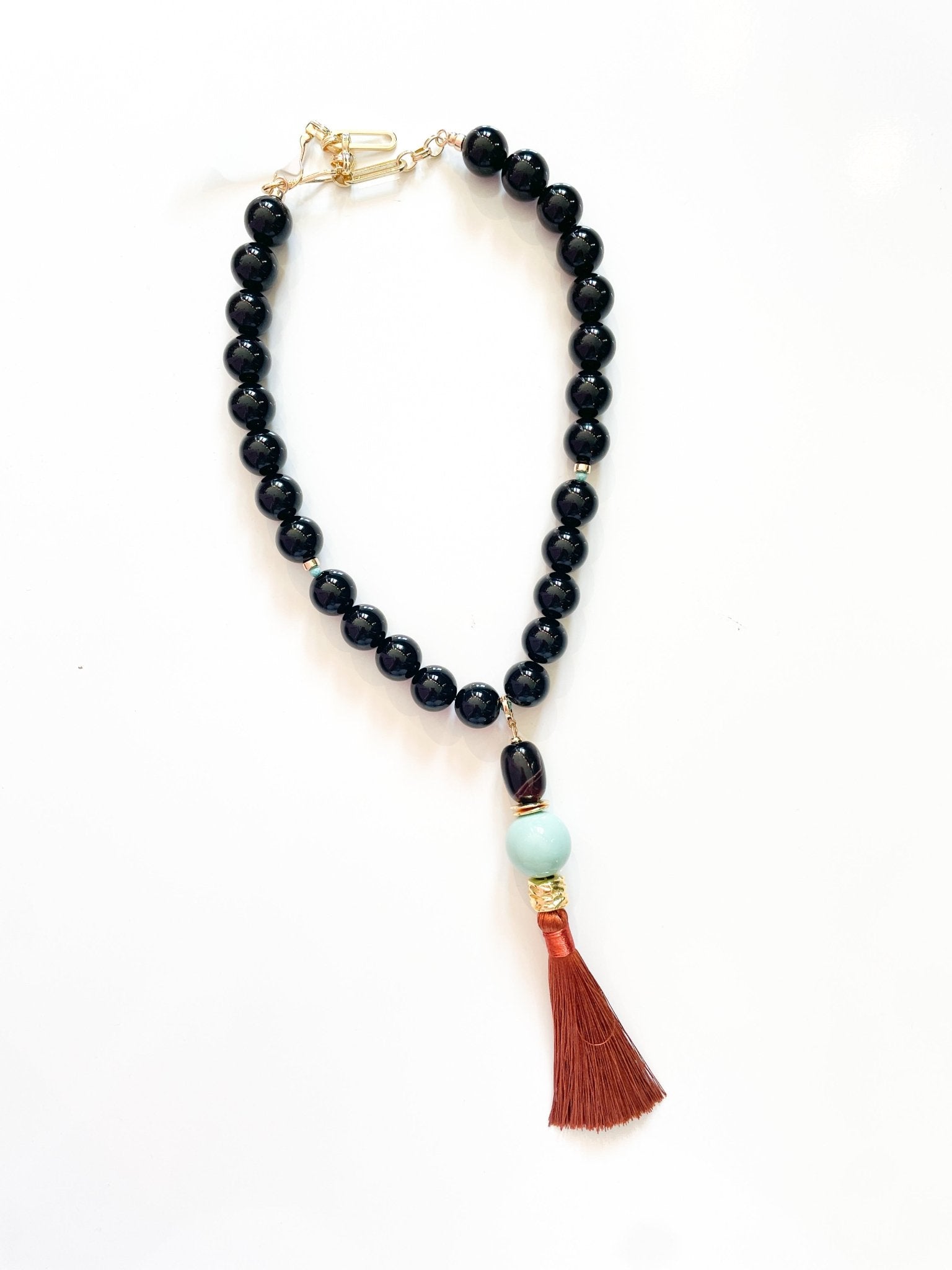 Amora Onyx Bead & Tassel Necklace - Swoon Boutique New Orleans