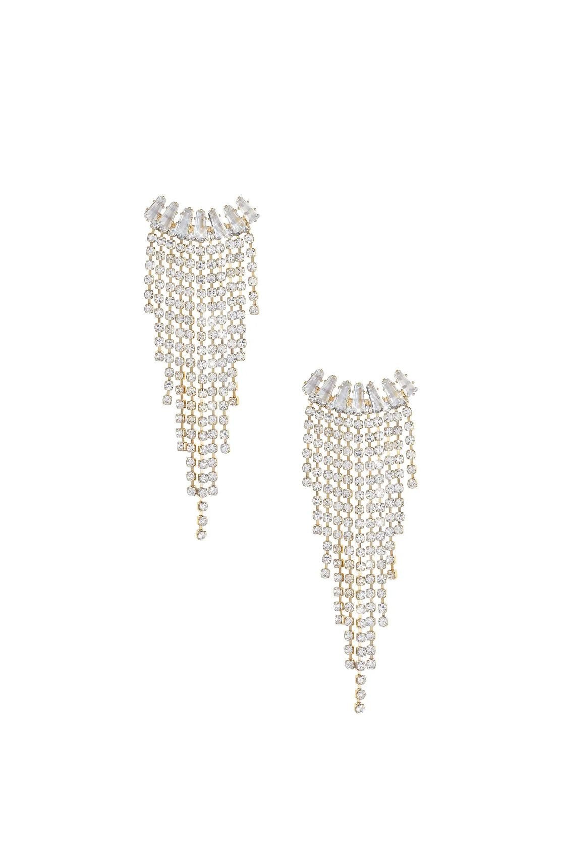Gold-plated crystal fringe drop earrings