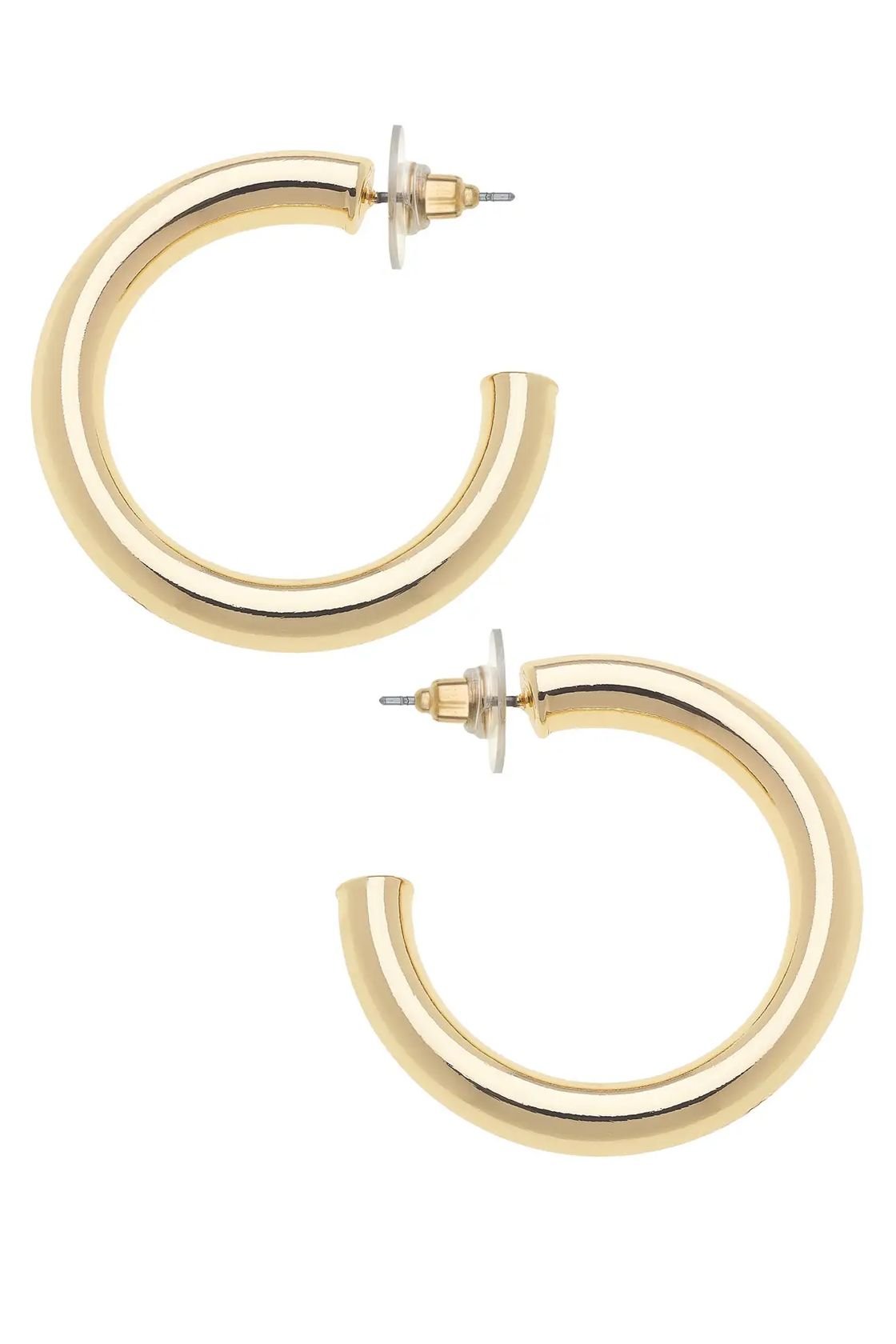 Arabella Hoop Earrings by Canvas Style in classic shiny gold hoop silhouette