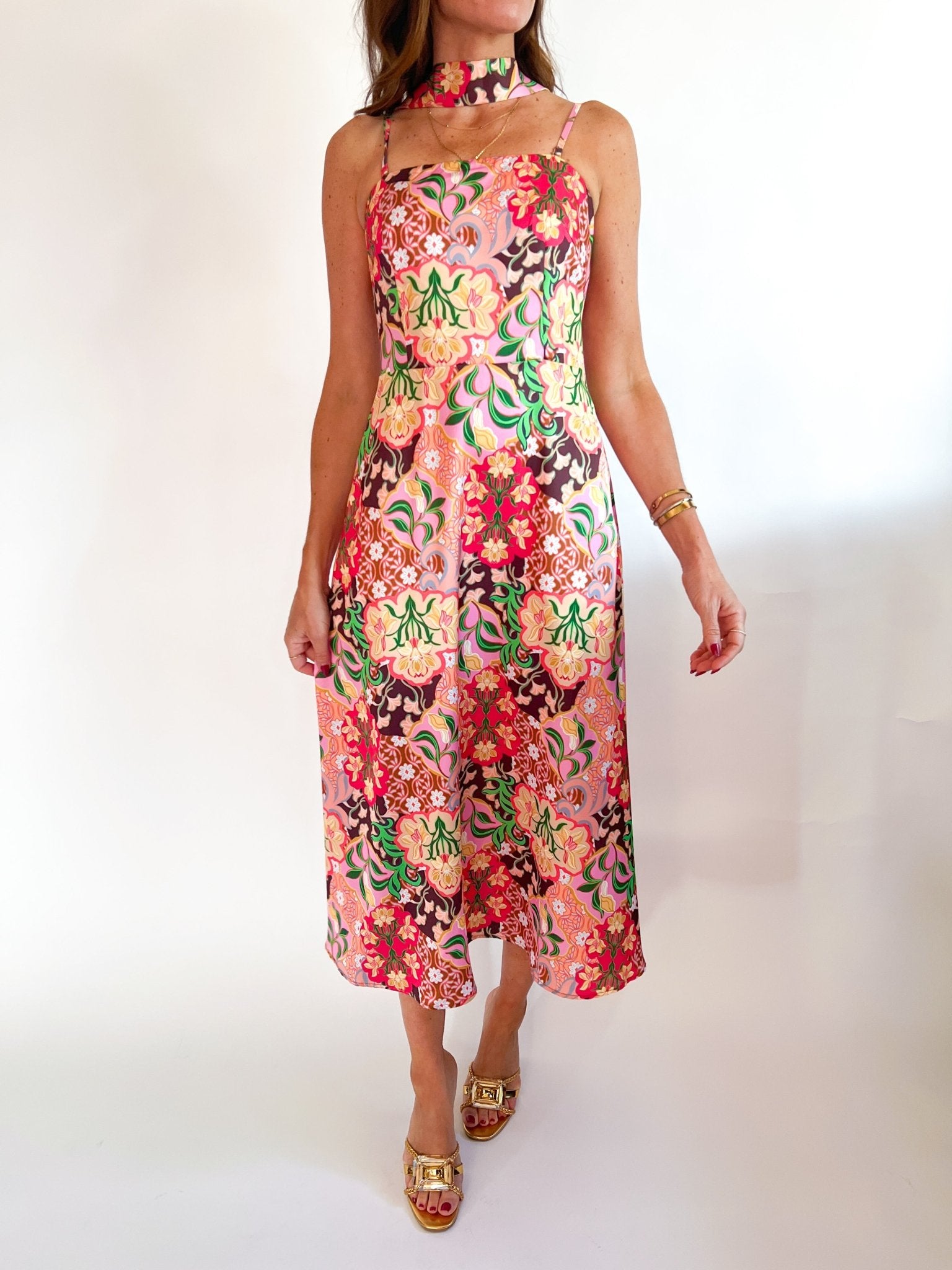 Autumn Mosaic Midi Dress - Swoon Boutique New Orleans