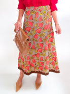 Floral maxi skirt with scalloped hem