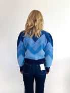 Azure Fuzzy Chevron Sweater - Swoon Boutique New Orleans