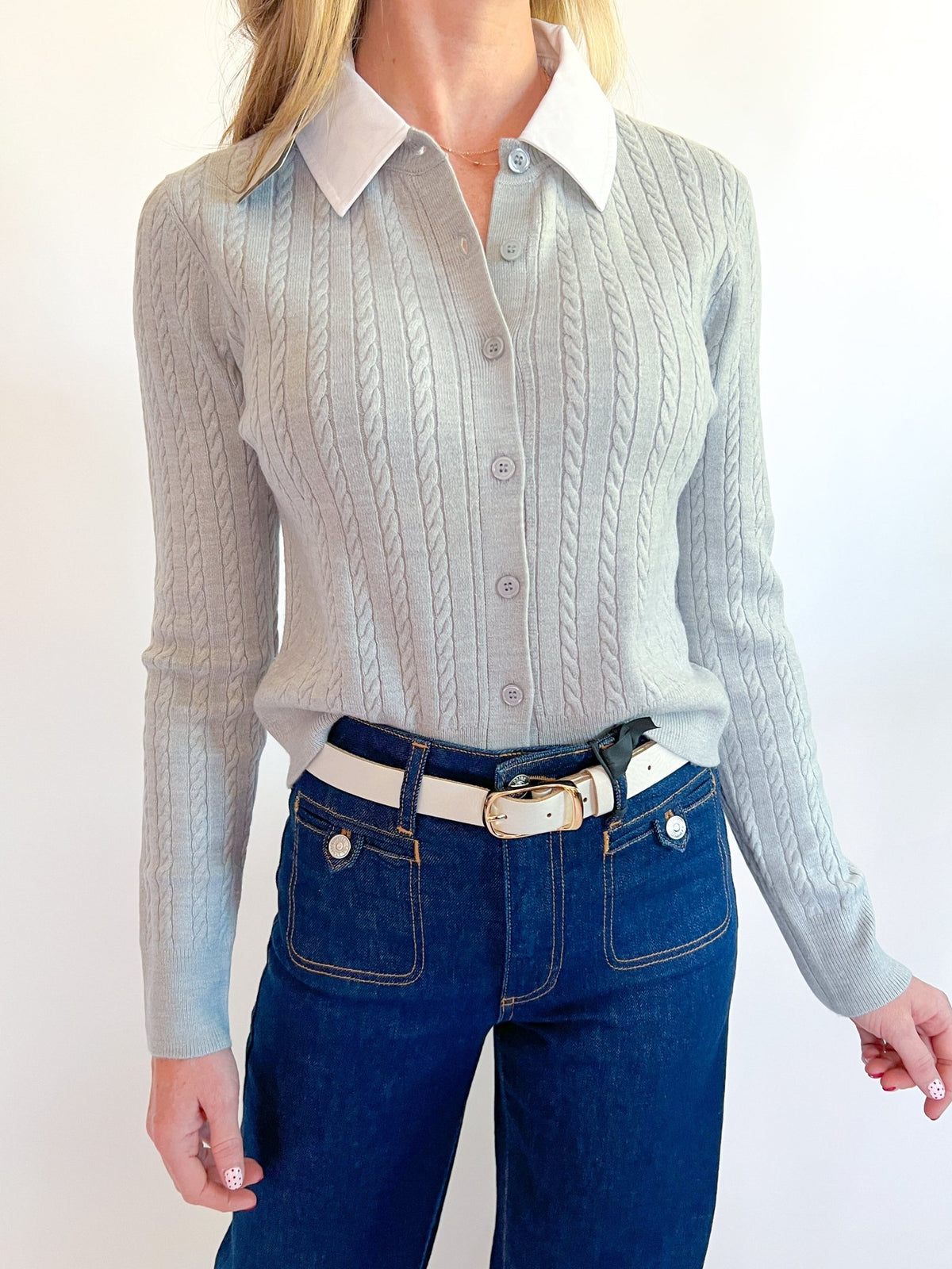 Babysoft Cable Knit Poplin Long Sleeve Top - Swoon Boutique New Orleans