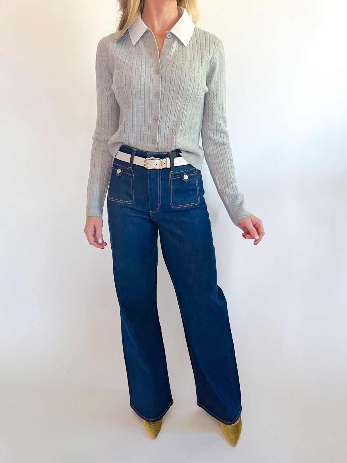Babysoft Cable Knit Poplin Long Sleeve Top - Swoon Boutique New Orleans