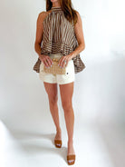 Bea Stripe Halter Ruffle Blouse - Swoon Boutique New Orleans