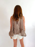 Bea Stripe Halter Ruffle Blouse - Swoon Boutique New Orleans