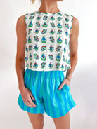 Beach Springs Crop Top by LIVRO in white multi with botanical print