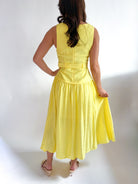 Belted Pleat Skirt A-Line Midi Dress - Swoon Boutique New Orleans