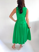Belted Pleat Skirt A-Line Midi Dress - Swoon Boutique New Orleans