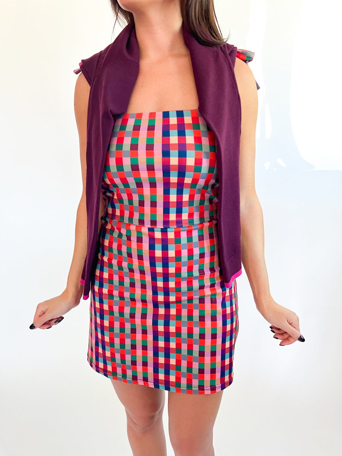 Berry Plaid Athletic Dress - Swoon Boutique New Orleans