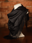 Black scarf with fringe trim