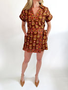 Block Print Split Neck Blouse - Swoon Boutique New Orleans