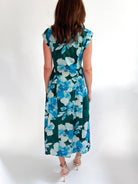 Blue Blossom Button Front Midi Dress - Swoon Boutique New Orleans