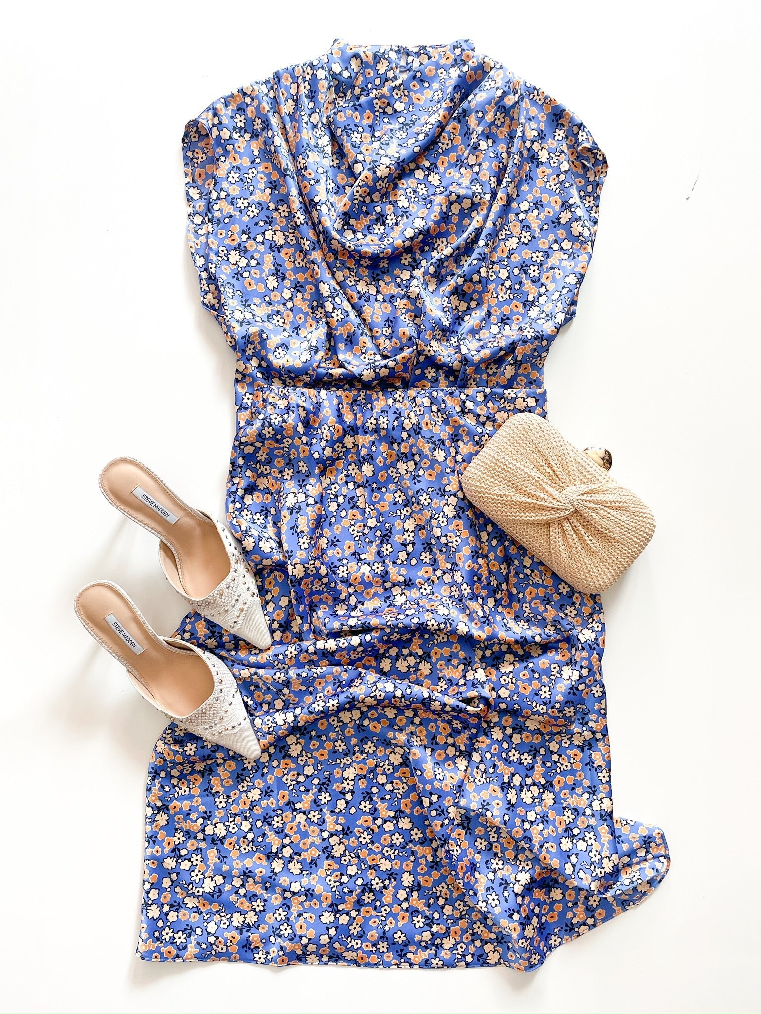 Blue Blossom Draped Midi Set - Swoon Boutique New Orleans