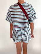 Blue & Brown Stripe Shorts - Swoon Boutique New Orleans