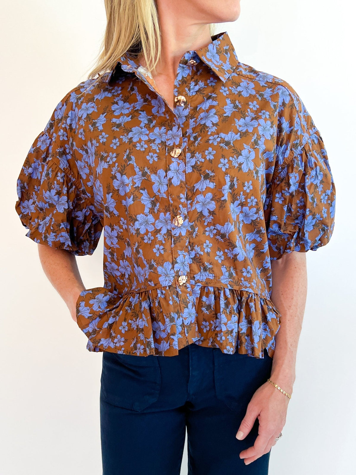 Bluebell Bloom Peplum Blouse - Swoon Boutique New Orleans