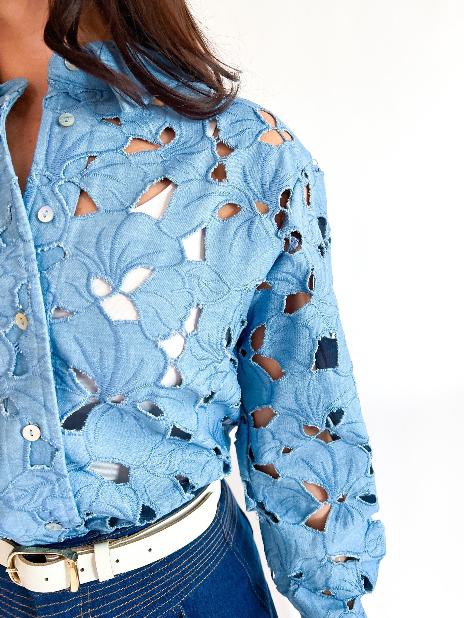 Bluebell Lace Button Front Top - Swoon Boutique New Orleans