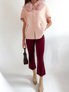 Blush Faux Fur Trim Cardigan - Swoon Boutique New Orleans